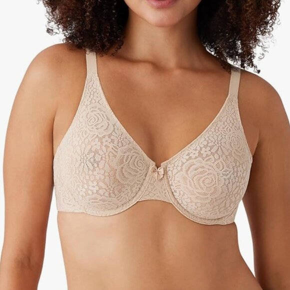 NWT Wacoal Women's Halo Lace Unlined Convertible Underwire Bra, natural nude - Picture 1 of 5
